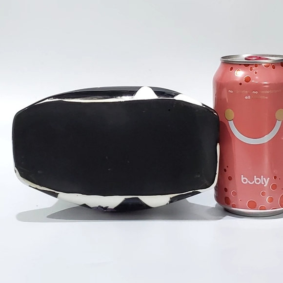 10" Handbag Purse Ceramic Harlaquin Black White Diamin Butterflies MacKensie Art - Picture 9 of 11